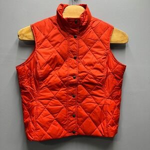 Lands End Womens XL Diamond Quilted Down Vest Velvet Orange Puffer 407702